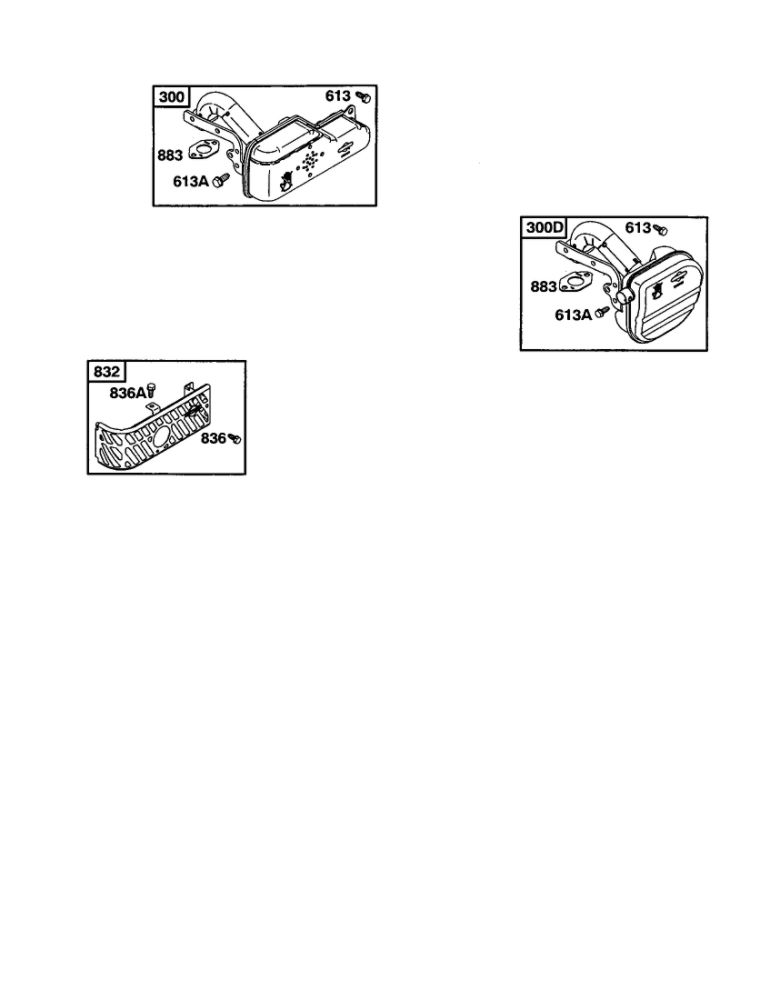 Muffler-Exhaust And Guard Diagram and Parts List for 120600-120699 0100-0110-0111 Briggs and Stratton Engine